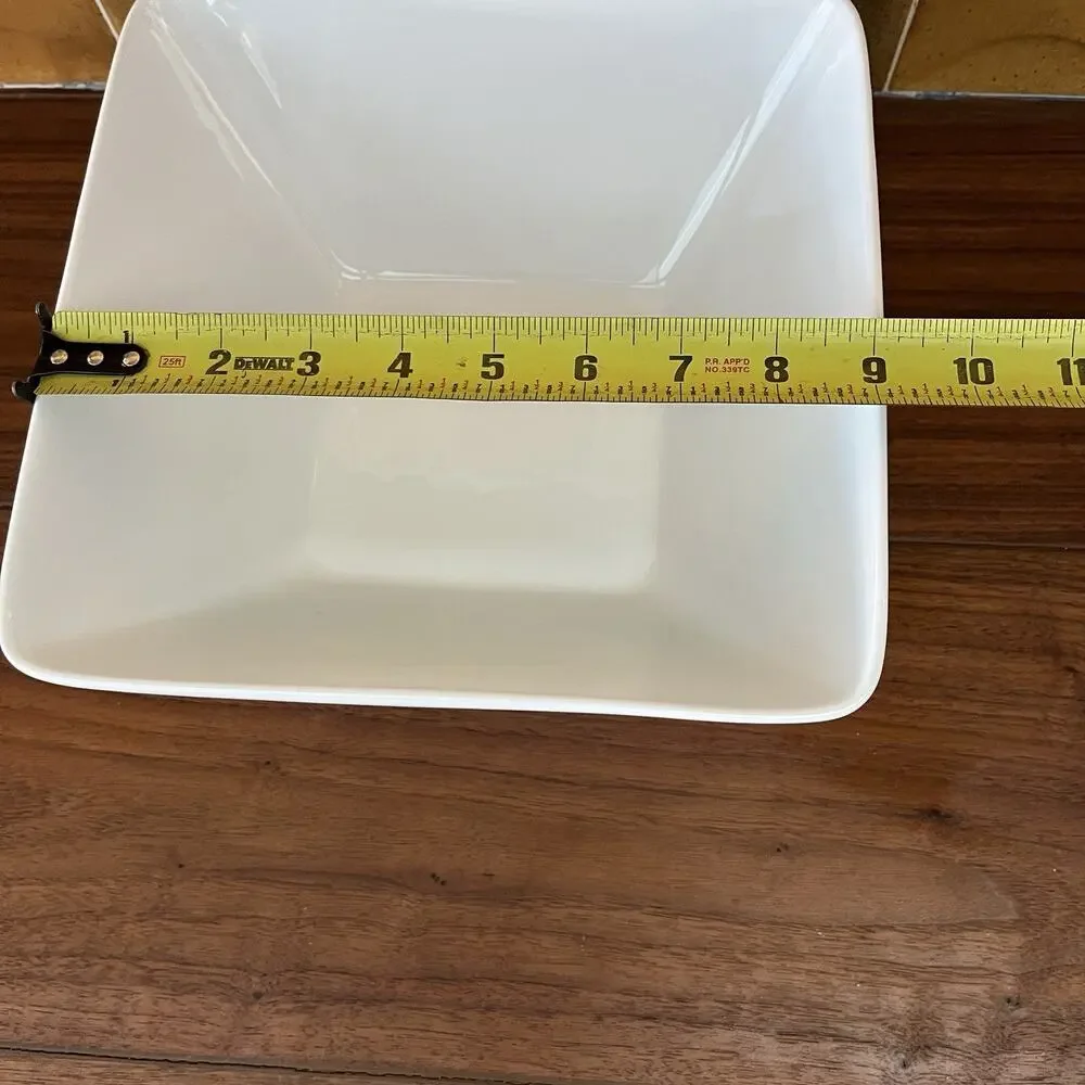 World Market Square White Porcelain Serving Bowl 9